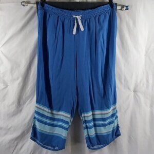 Dream Co. Women's Blue Drawstring Elastic Waist Wide Leg Capri Plus Size 22/24